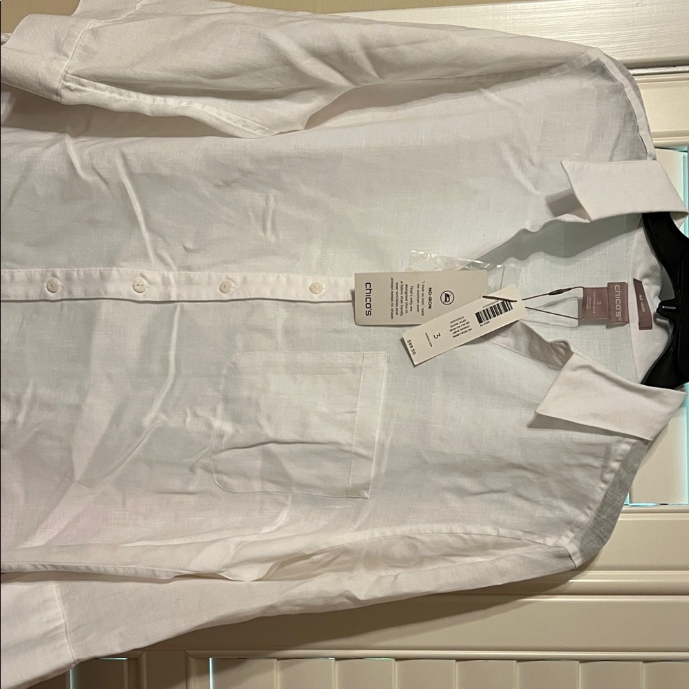 Chico's White Button Down Shirt - Picture 3 of 4
